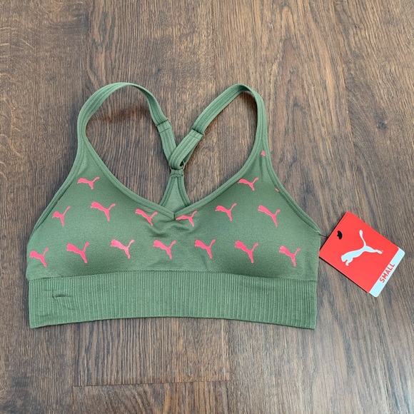 Puma Other - Puma Dry Cell olive green pink puma logo sport bra